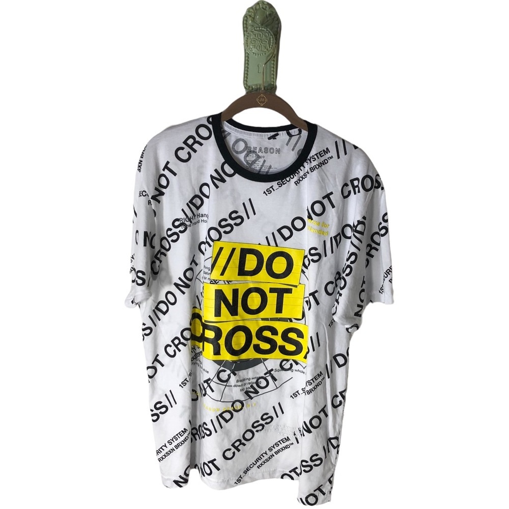 Graphic Tee Reason Do Not Cross Security Tape Yellow Mens Womens Unisex XL